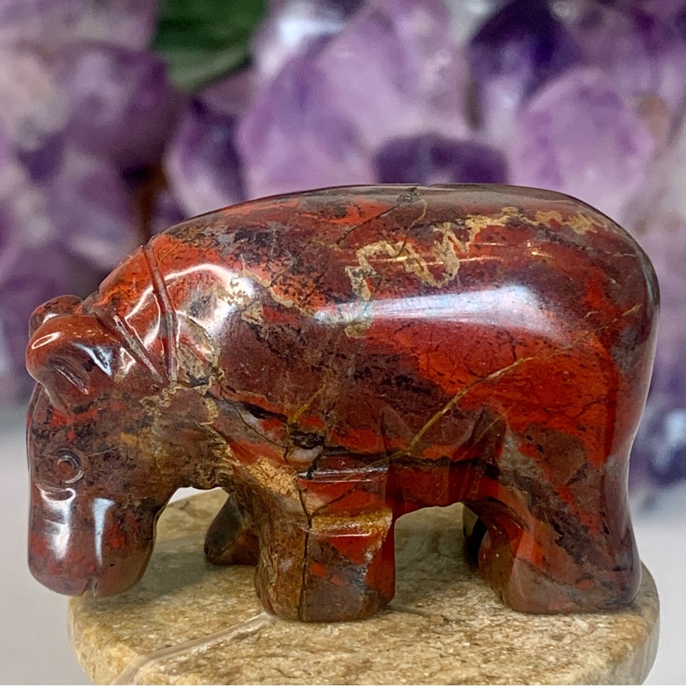 Red Tiger Iron Carved Stone Bear Crystal Carving Animal Figurine Rare 2" READ - Picture 12 of 16